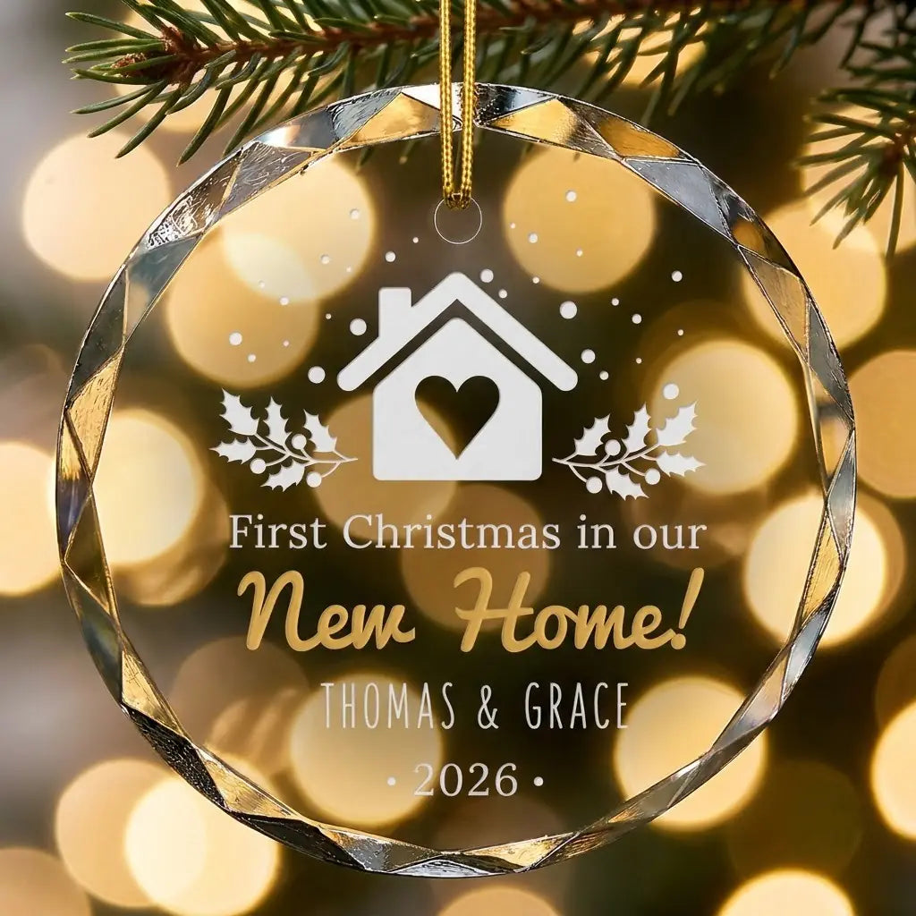 first christmas new home personalized glass ornament tree