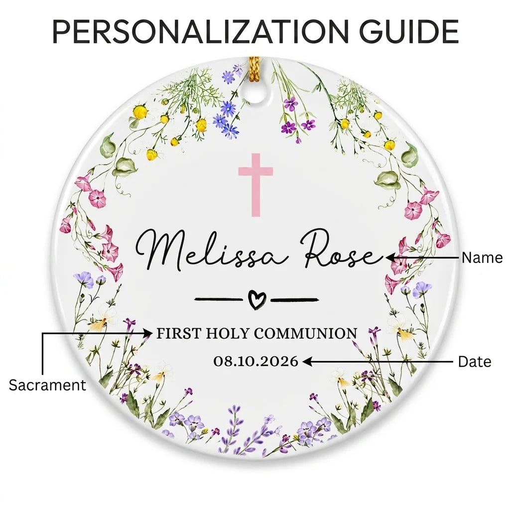 first communion floral personalized ornament guide