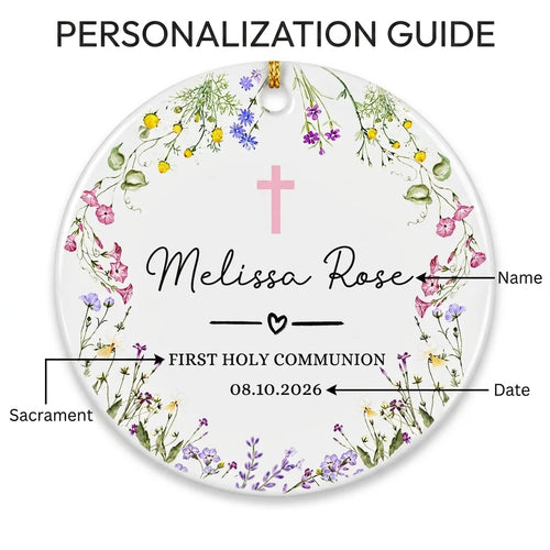 first communion floral personalized ornament guide