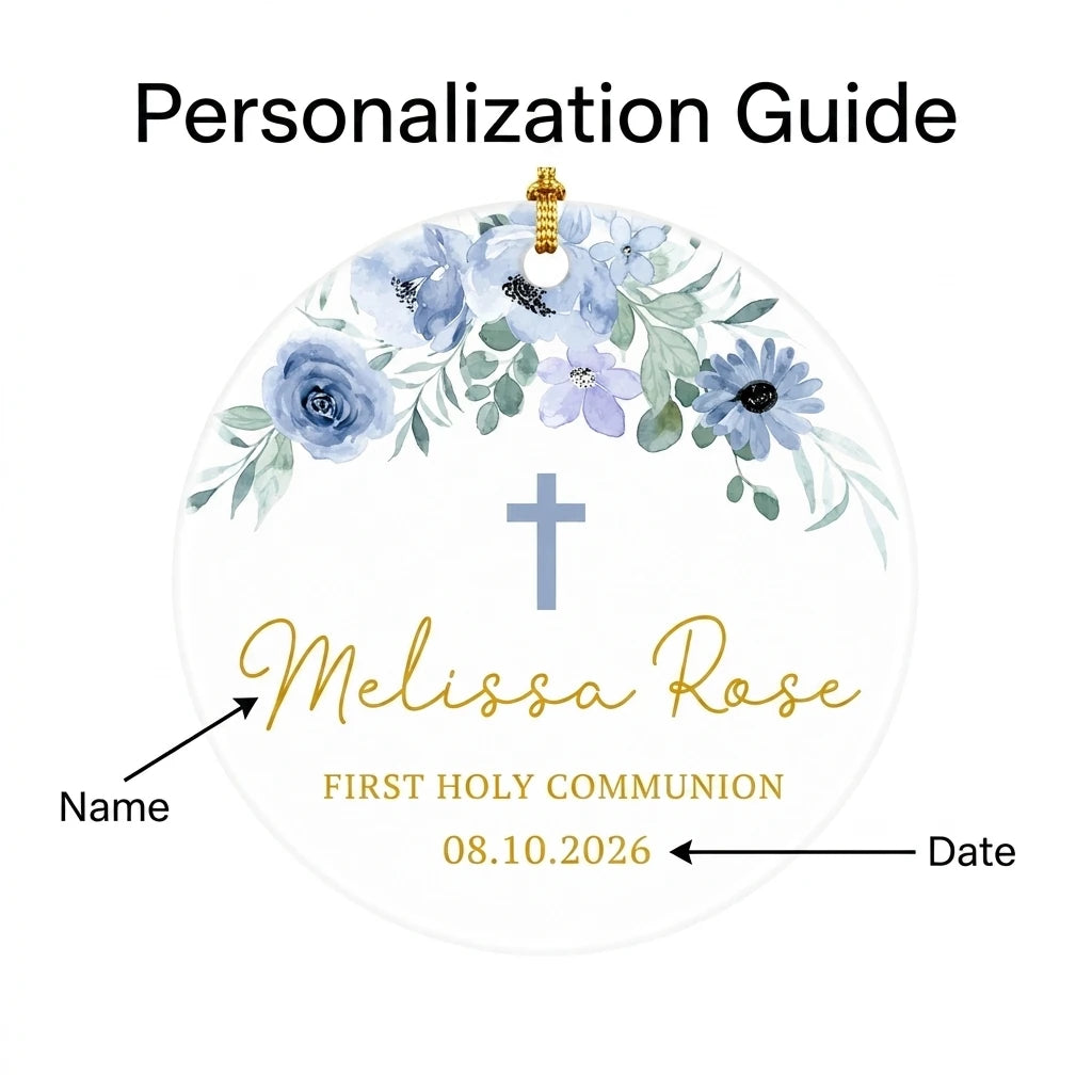 first communion floral personalized ornament guide