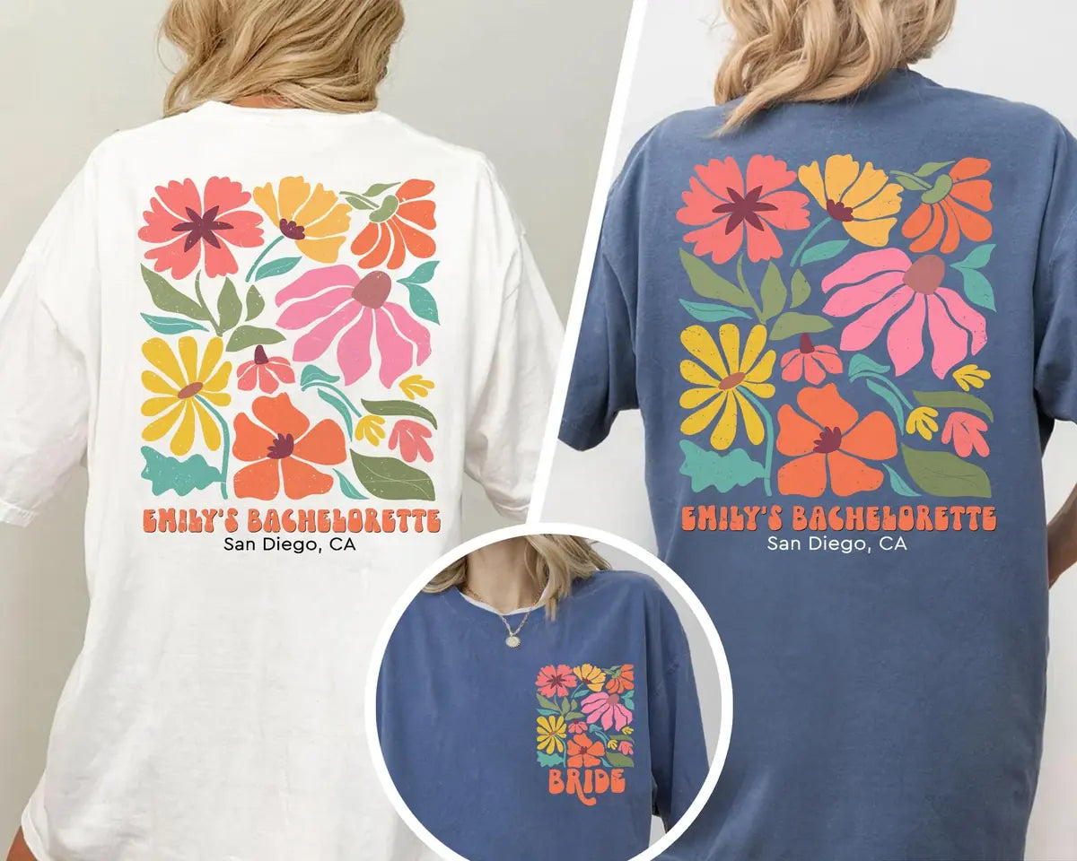 floral garden custom name location bachelorette party comfort colors t shirt mockup 06