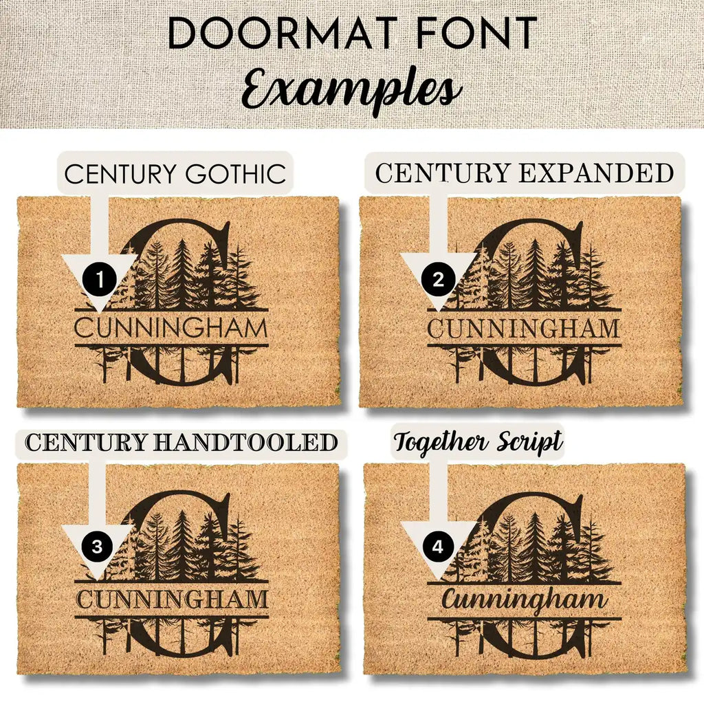 forest monogram custom family name personalized doormat flat lay 04