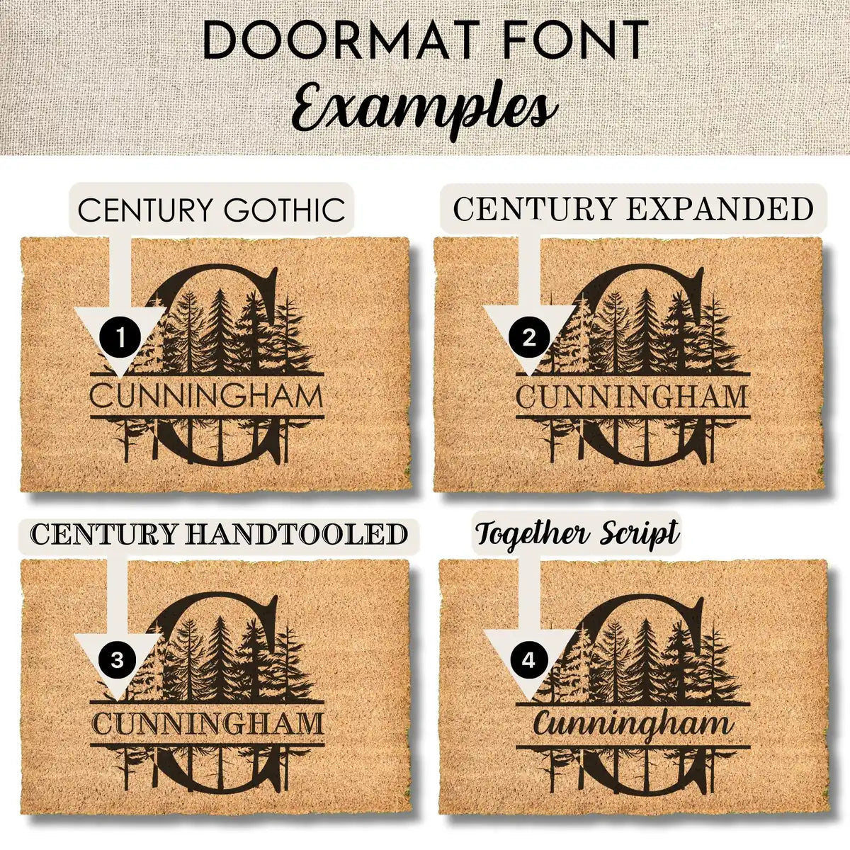 forest monogram custom family name personalized doormat flat lay 04