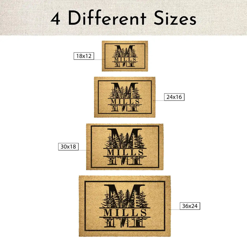 forest monogram framed cabin custom family name personalized doormat measure 06