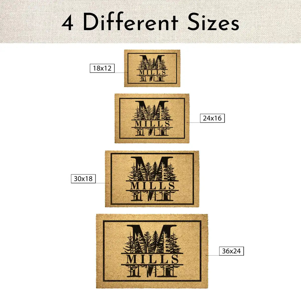 forest monogram framed cabin custom family name personalized doormat measure 06