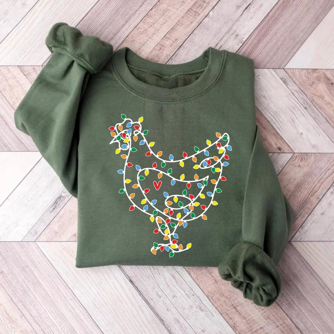 Funny Christmas Chicken : Holiday Farm Animal Crewneck Sweatshirt hero view.
