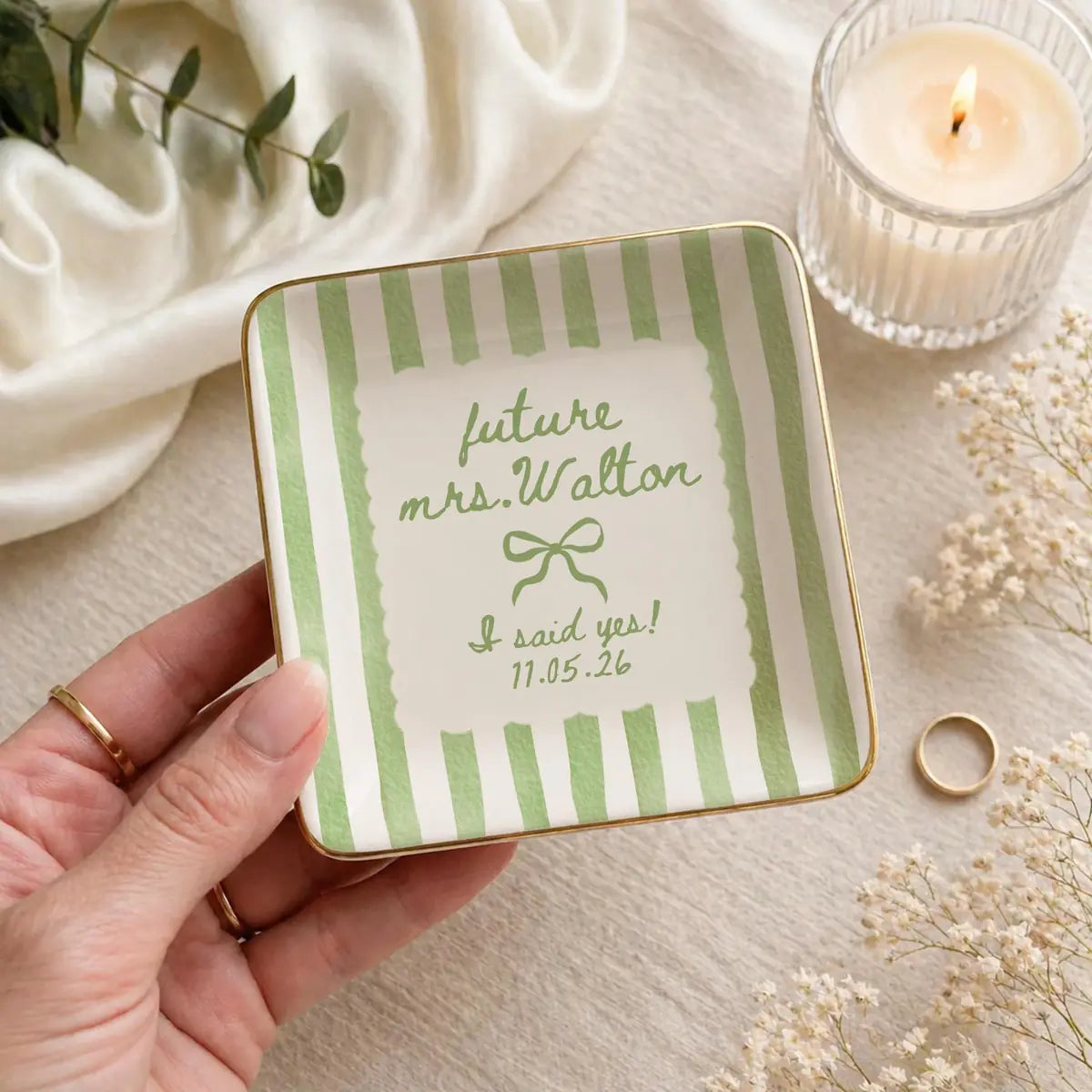 Future Mrs Custom Names Date Engagement Ring Dish variant