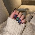 galaxy cat eye almond medium press on nails silver liquid mockup 01