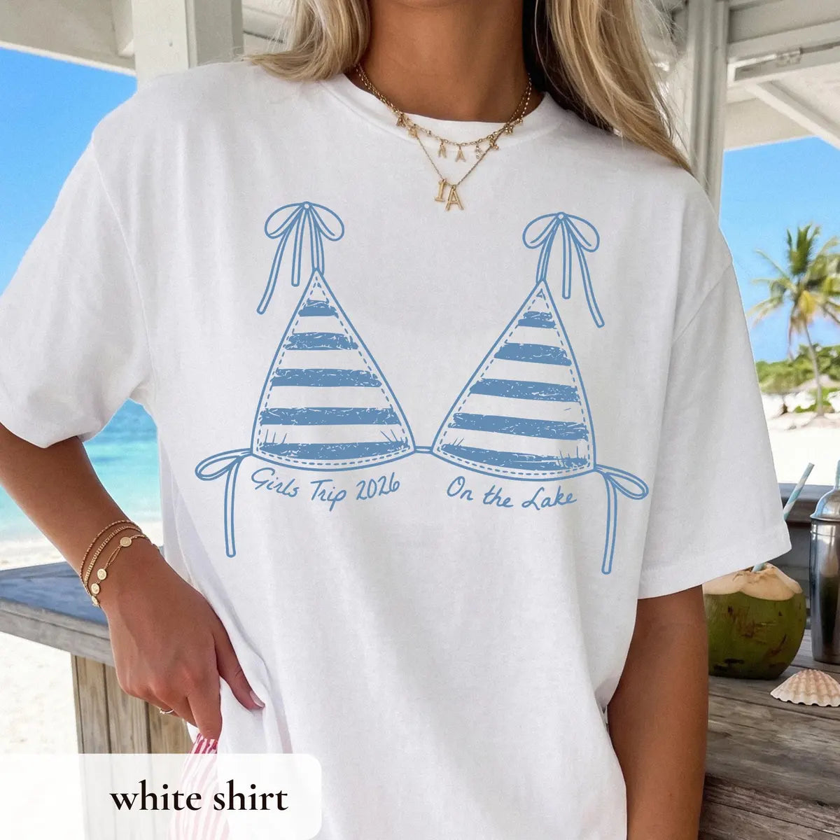 Girls Trip graphic Comfort Colors T-shirt in White, additional product photograph.