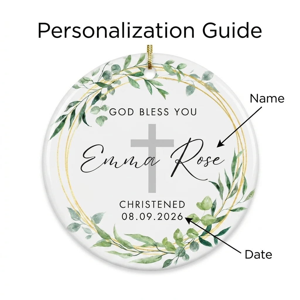 god bless you baptism cross floral personalized ornament guide