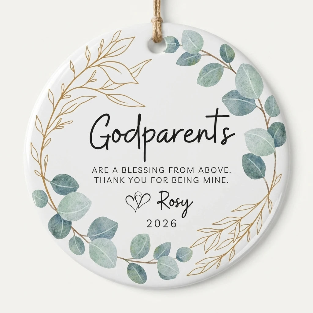 godparents are a blessing from above godparents personalized ornament hero