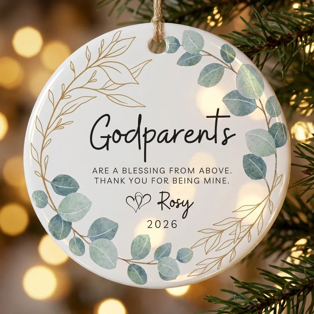 godparents are a blessing from above godparents personalized ornament tree