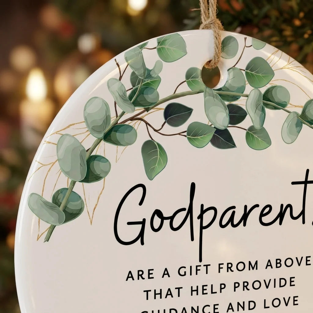 godparents are a gift from above godparents personalized ornament detail