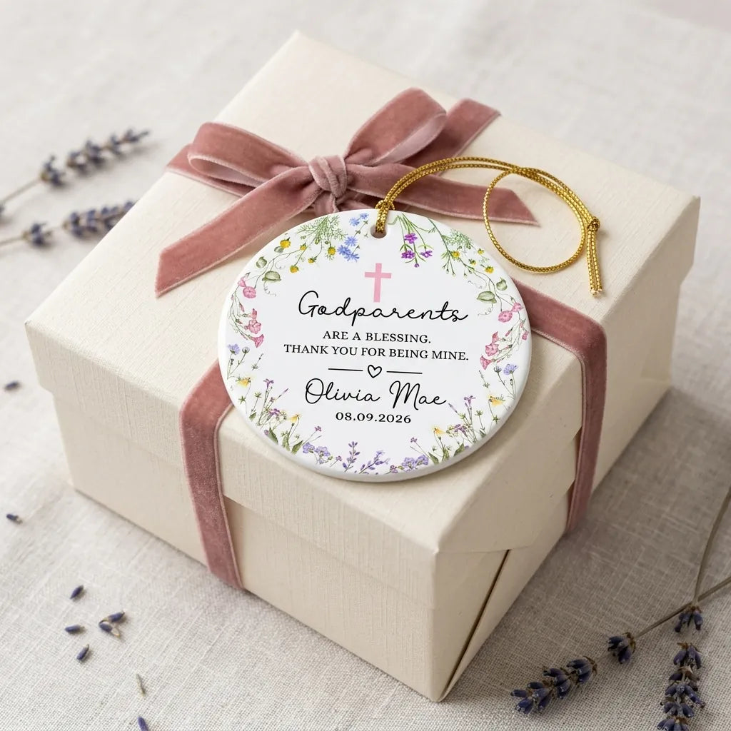 godparents baptism ask personalized ornament gift