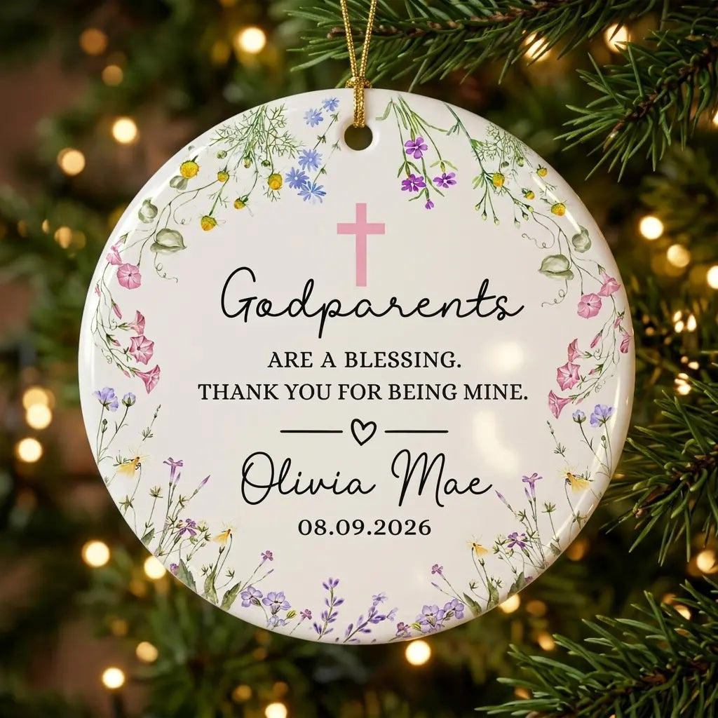 godparents baptism ask personalized ornament tree