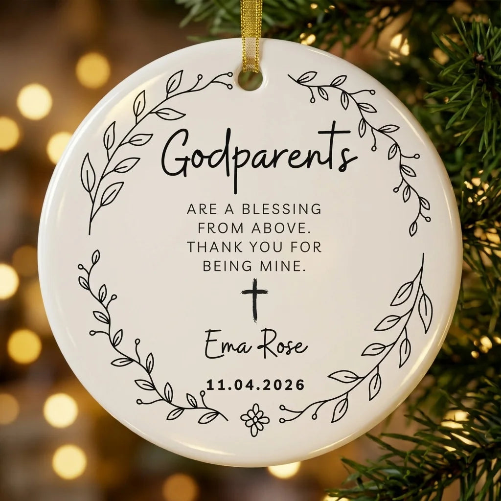 godparents personalized ornament tree