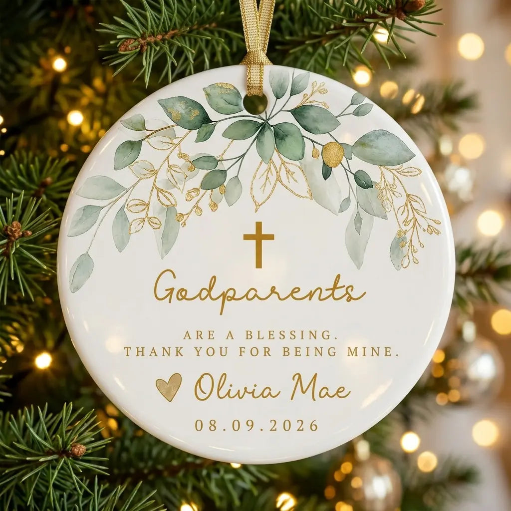 godparents proposal personalized ornament tree
