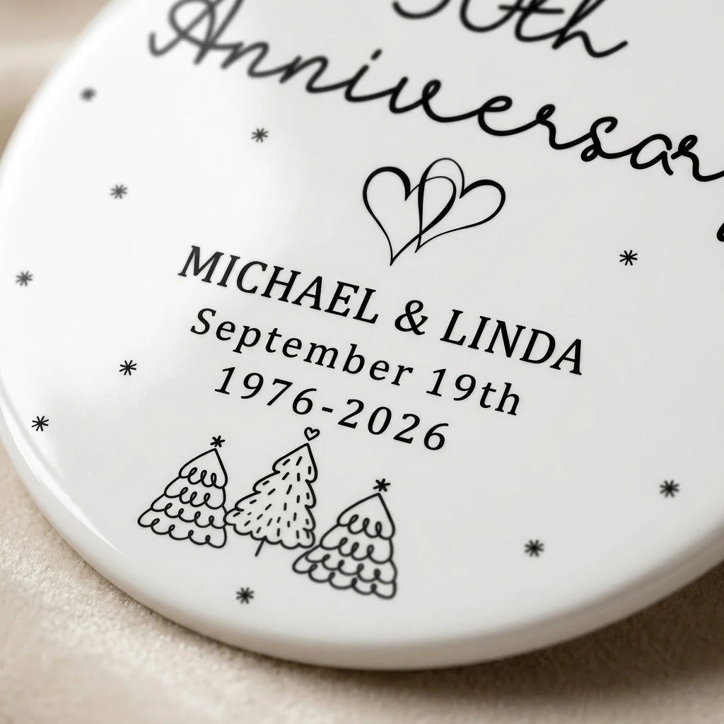golden anniversary 50th anniversary personalized ornament detail