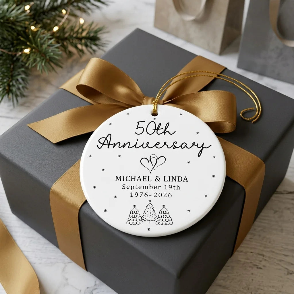 golden anniversary 50th anniversary personalized ornament gift