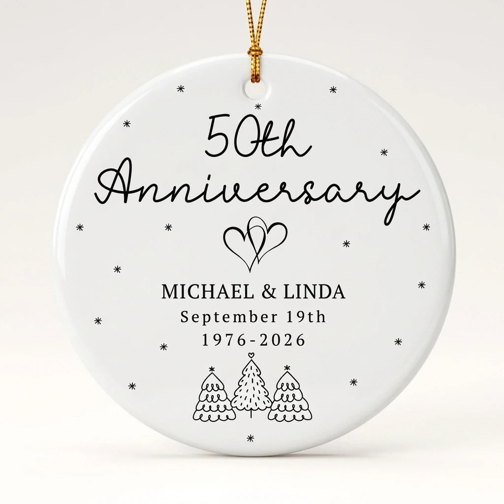 golden anniversary 50th anniversary personalized ornament hero