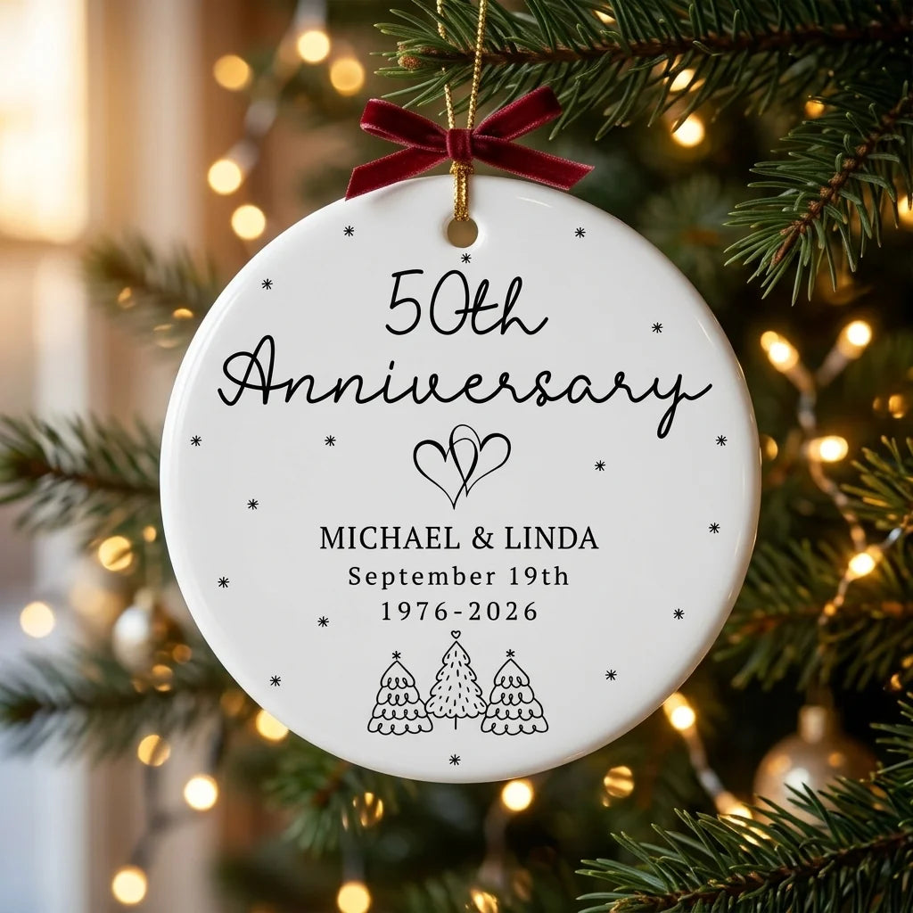 golden anniversary 50th anniversary personalized ornament tree