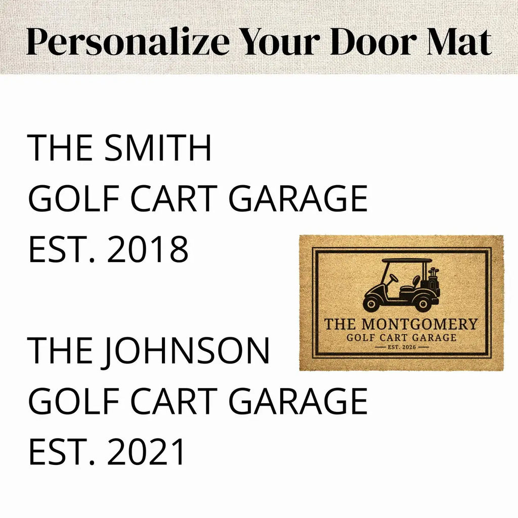 golf cart garage custom entryway personalized doormat detail 03
