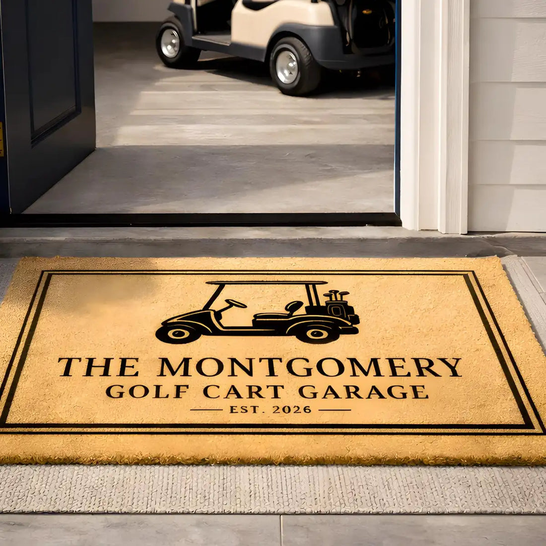 golf cart garage custom entryway personalized doormat lifestyle 02