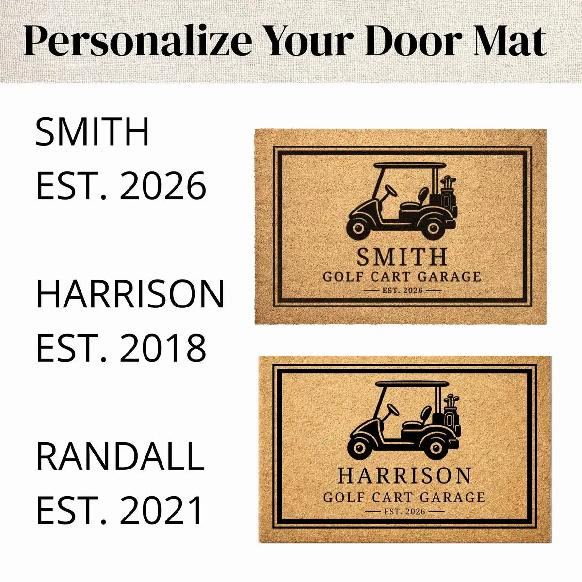 golf cart garage custom last name fathers day retirement personalized doormat size chart 05