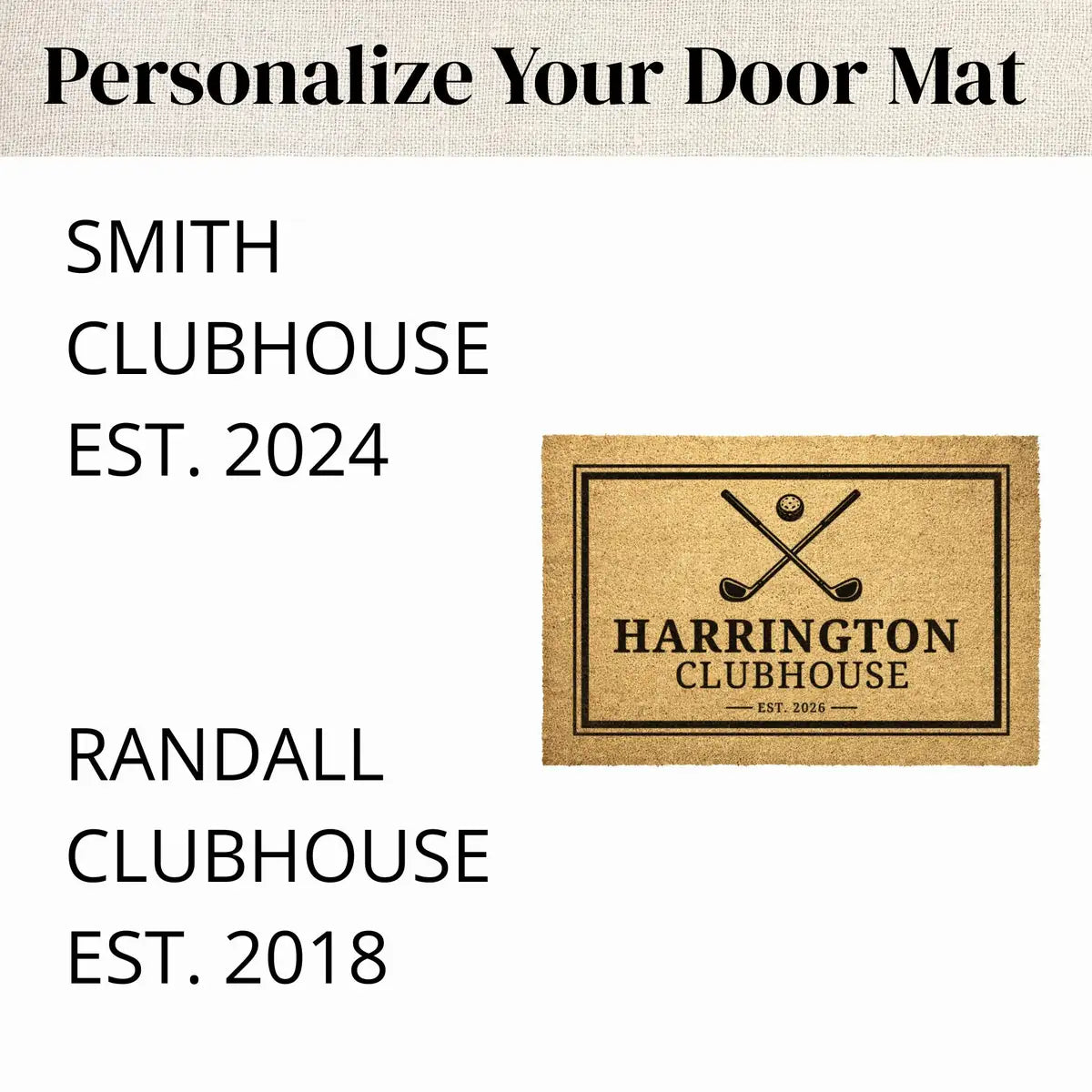golf clubhouse custom family name personalized doormat detail 03