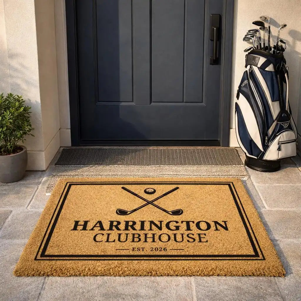 golf clubhouse custom family name personalized doormat lifestyle 02