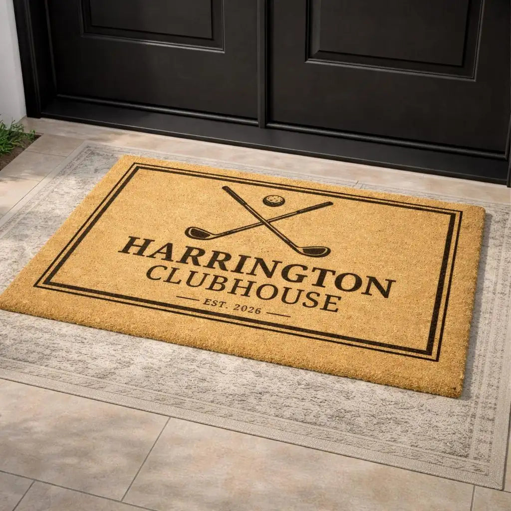 golf clubhouse custom family name personalized doormat measure 06