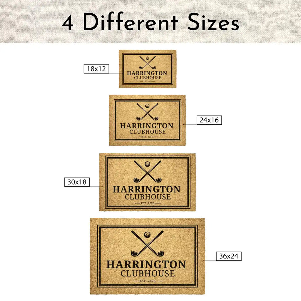 golf clubhouse custom family name personalized doormat size chart 05