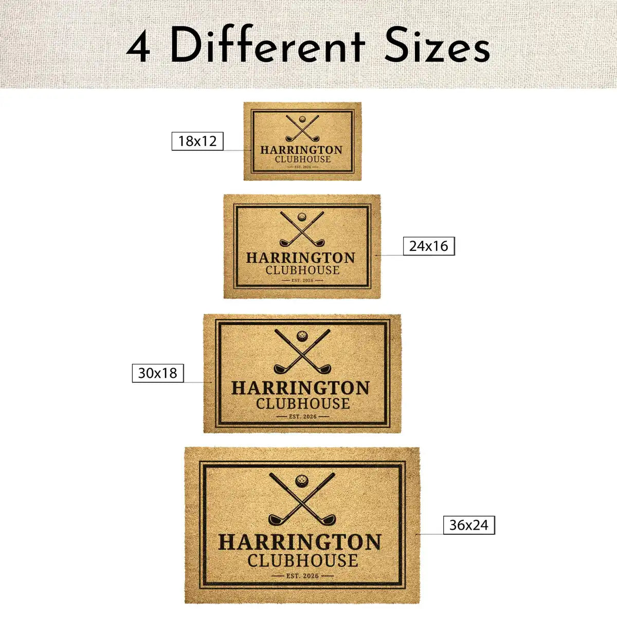 golf clubhouse custom family name personalized doormat size chart 05