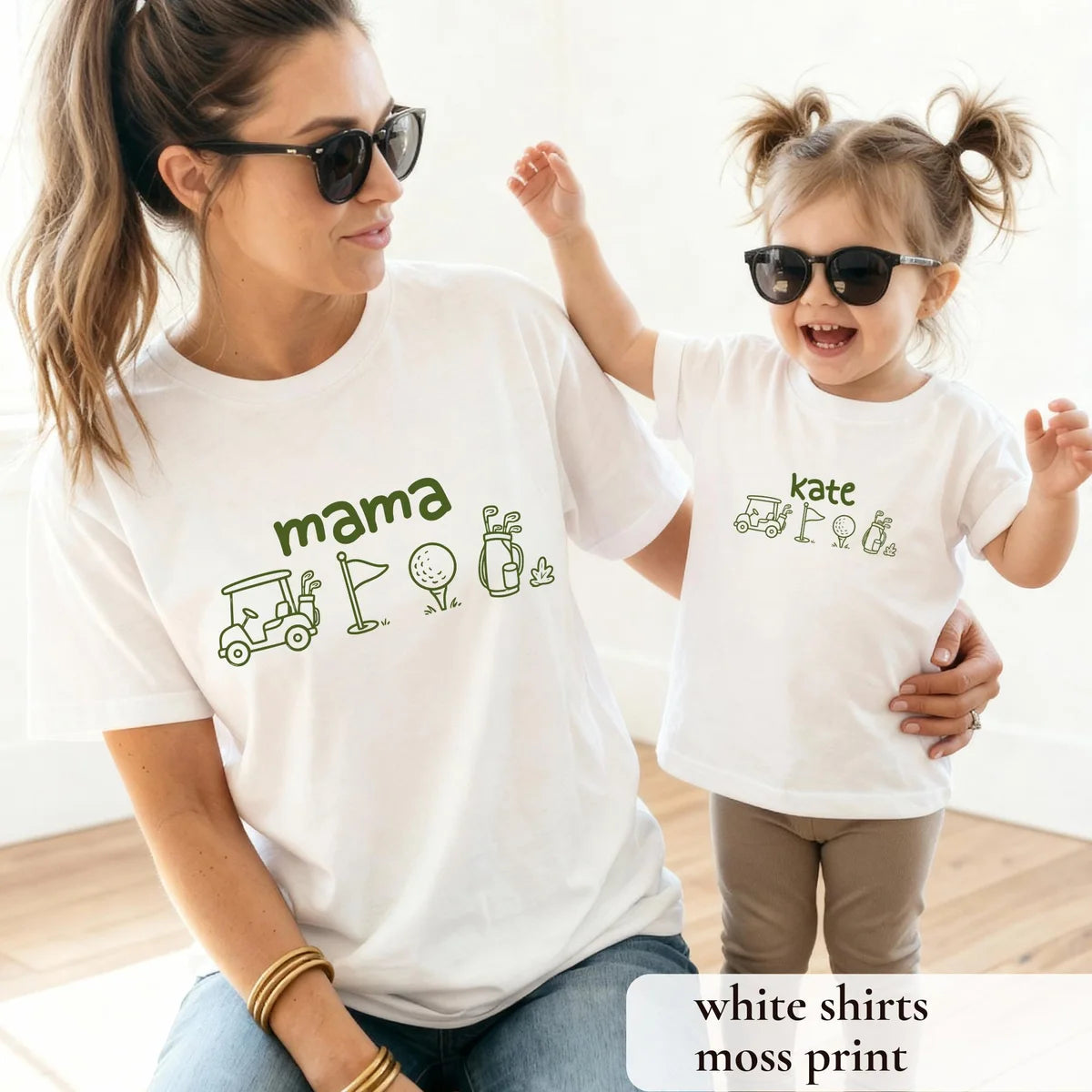 Golf First Birthday Matching Family Shirts Mama Dada Personalized Name graphic Comfort Colors T-shirt, additional product photograph.