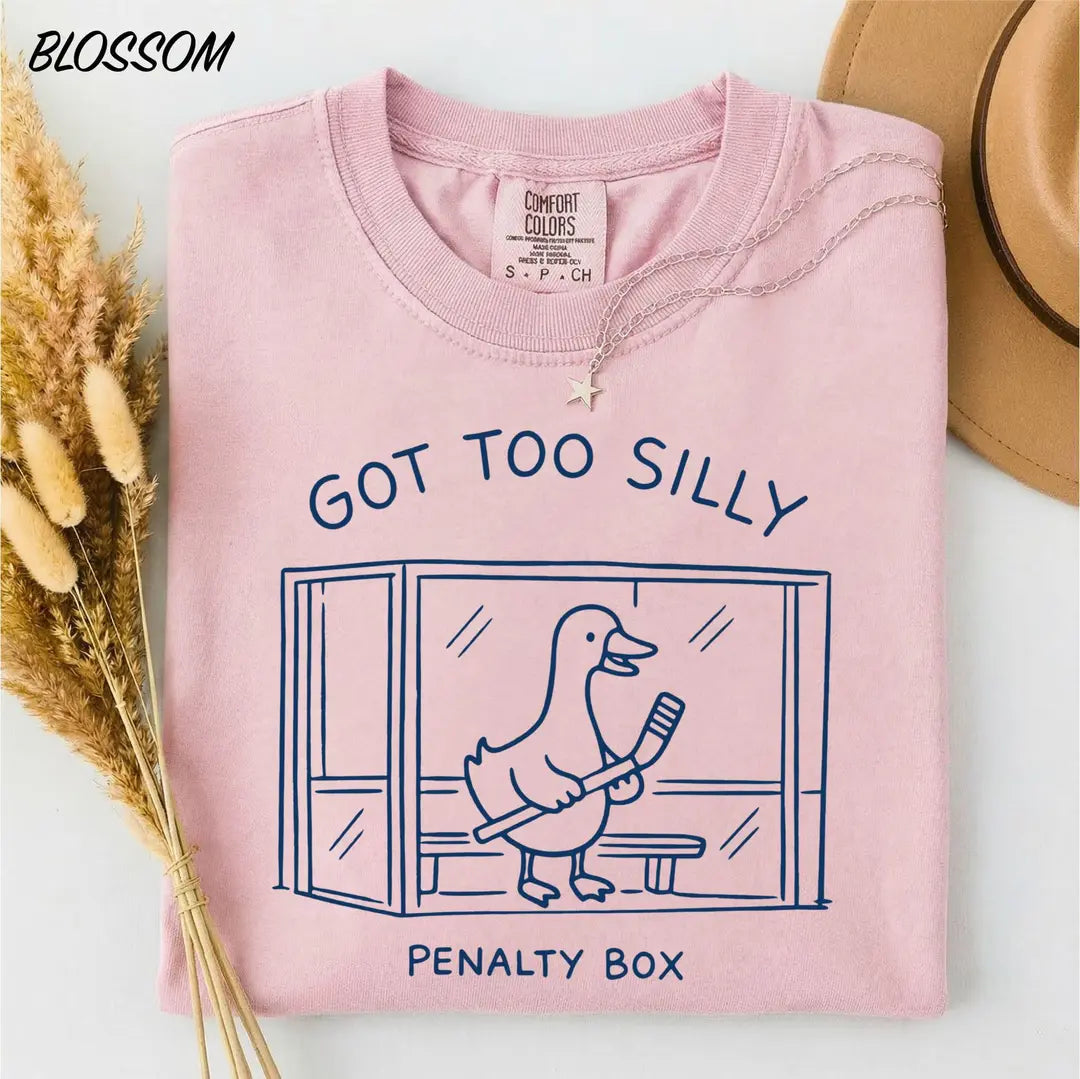 Got Too Silly Penalty Box graphic Comfort Colors T-shirt, additional product photograph.