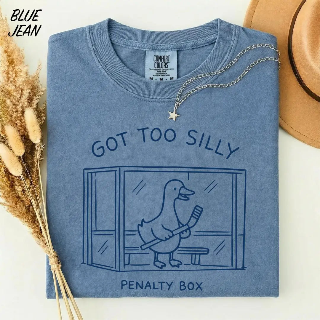 Got Too Silly Penalty Box graphic Comfort Colors T-shirt, additional product photograph.