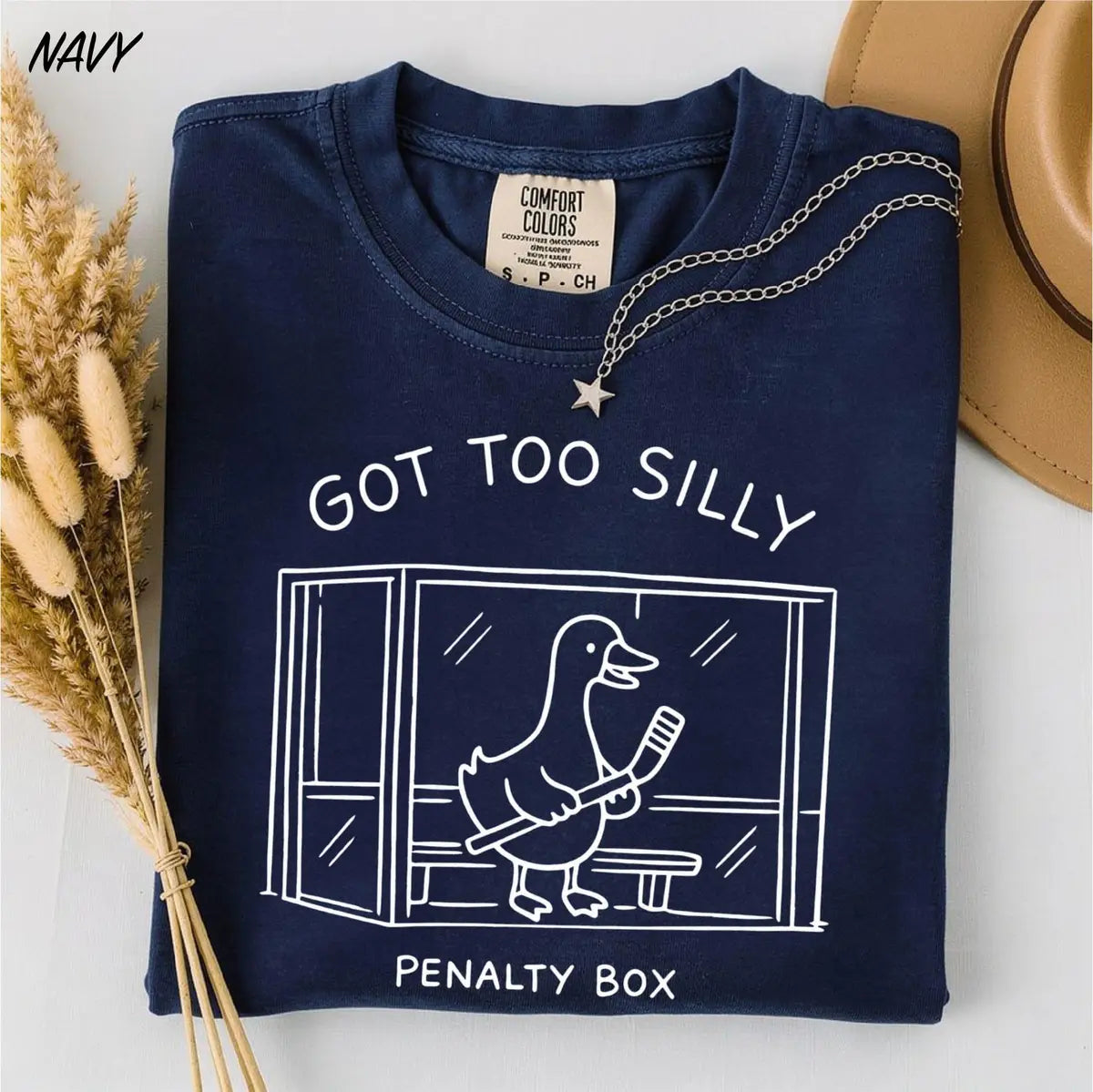 Got Too Silly Penalty Box graphic Comfort Colors T-shirt, additional product photograph.
