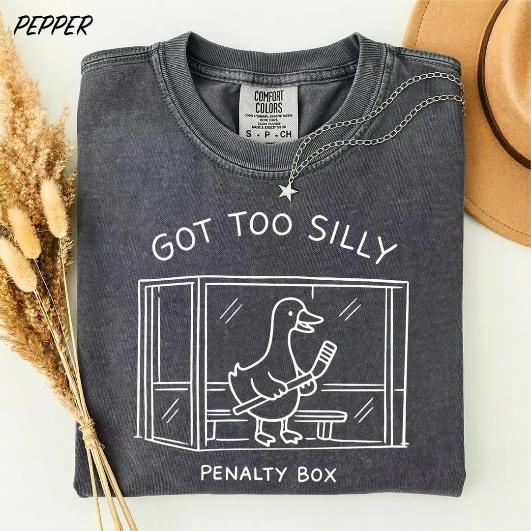 Got Too Silly Penalty Box graphic Comfort Colors T-shirt, additional product photograph.