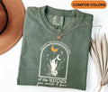 Comfort Colors T-shirt in Crunchberry color featuring We Are The Granddaughters Of The Witches You Couldnt Burn graphic