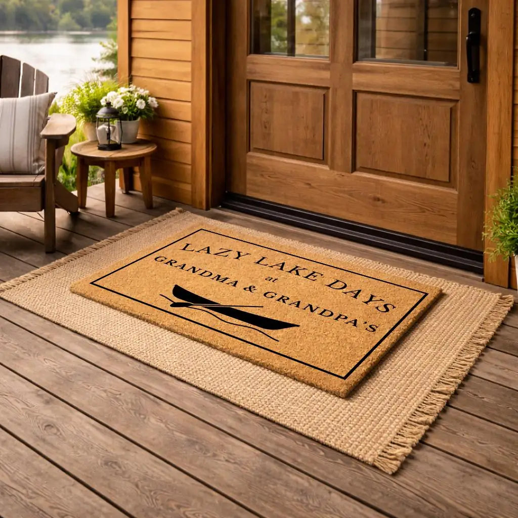 grandma grandpa lazy lake days custom grandparents gift personalized doormat flat lay 04