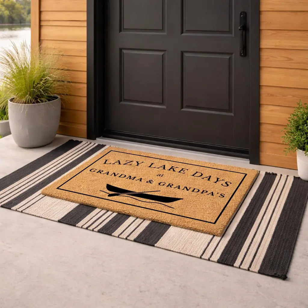 grandma grandpa lazy lake days custom grandparents gift personalized doormat measure 06