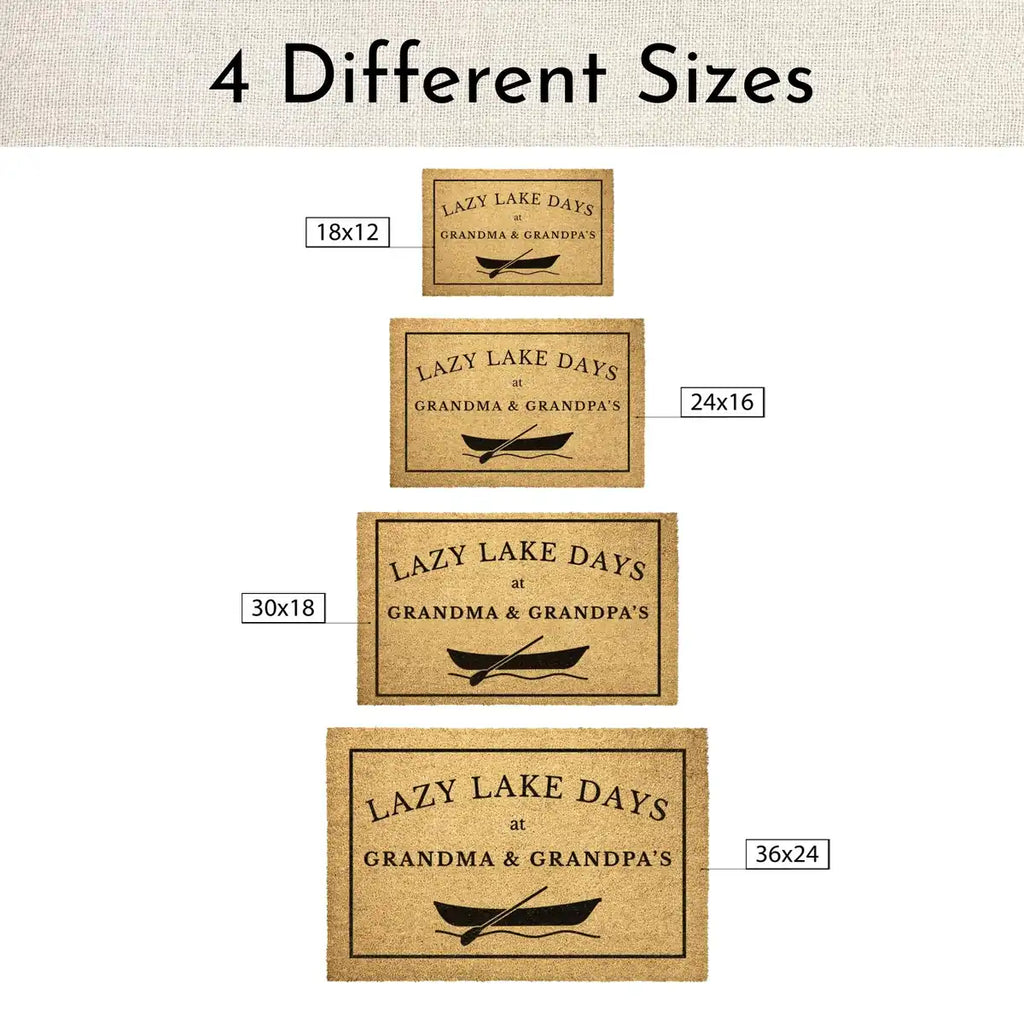 grandma grandpa lazy lake days custom grandparents gift personalized doormat size chart 05