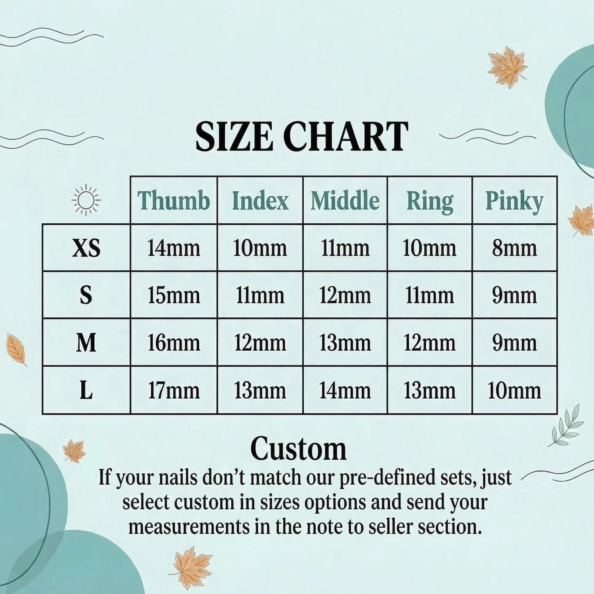 green 3d almond medium press on nails gingham apple size chart 01