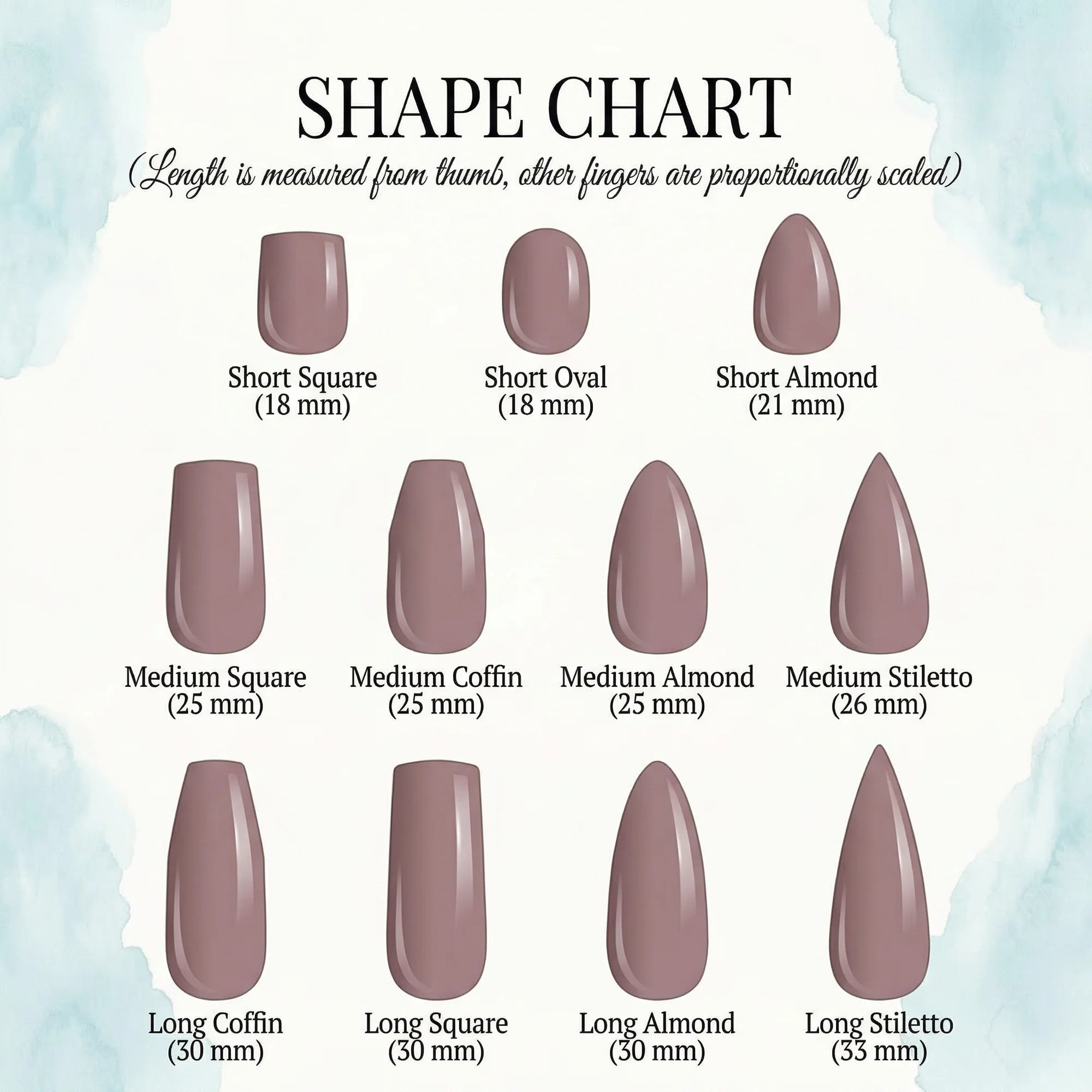 green 3d almond medium press on nails gingham apple size chart 02