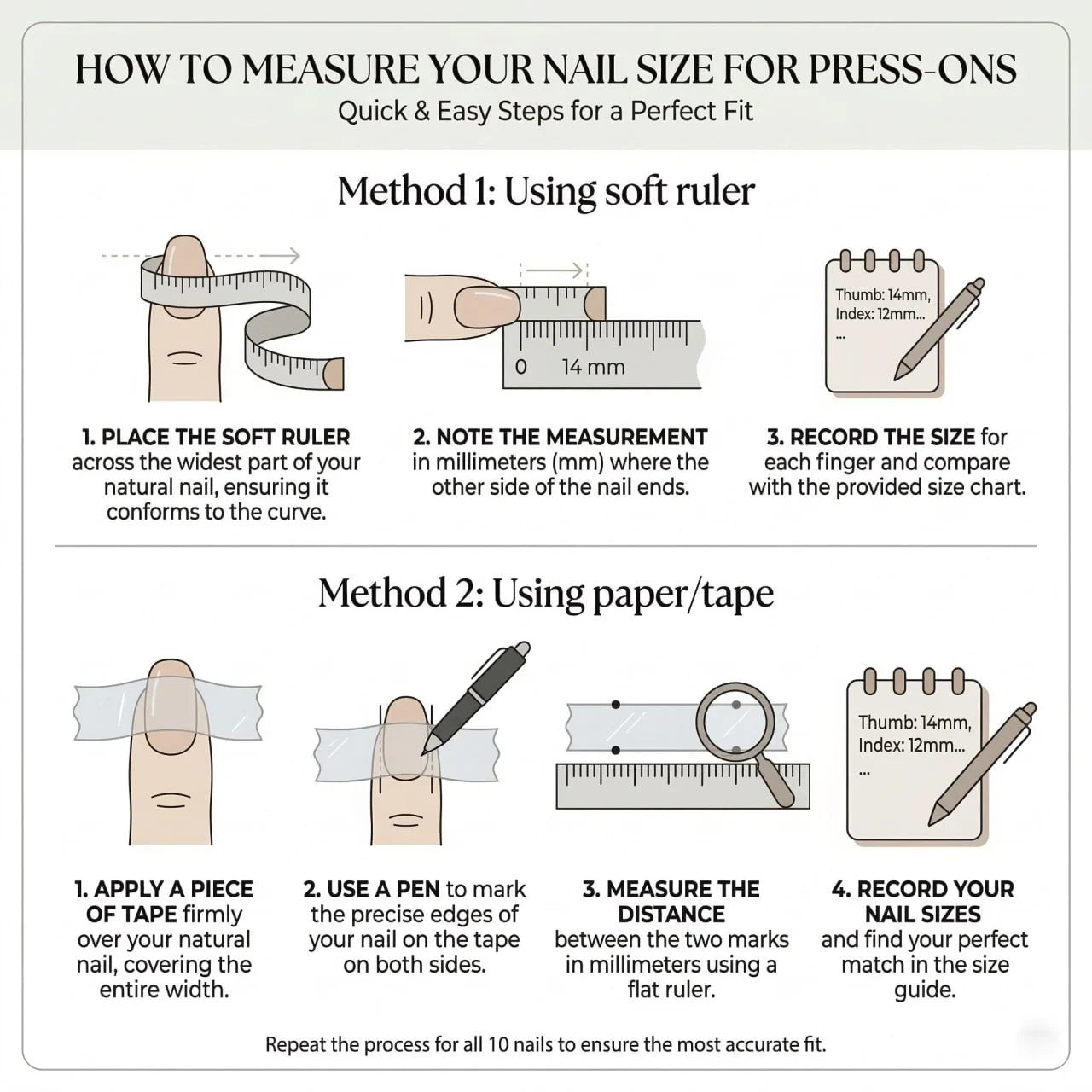 green 3d almond medium press on nails gingham apple size chart 03