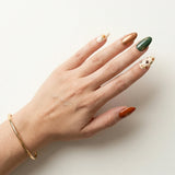 green bronze ivory hand painted thanksgiving almond press on nails pumpkin leaf mockup 01