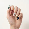 green red navy 3d hand painted christmas square short press on nails candy cane glitter lifestyle 02