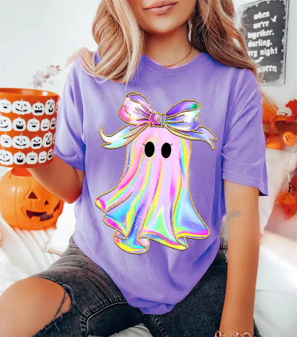 Halloween graphic Comfort Colors T-shirt, additional product photograph.