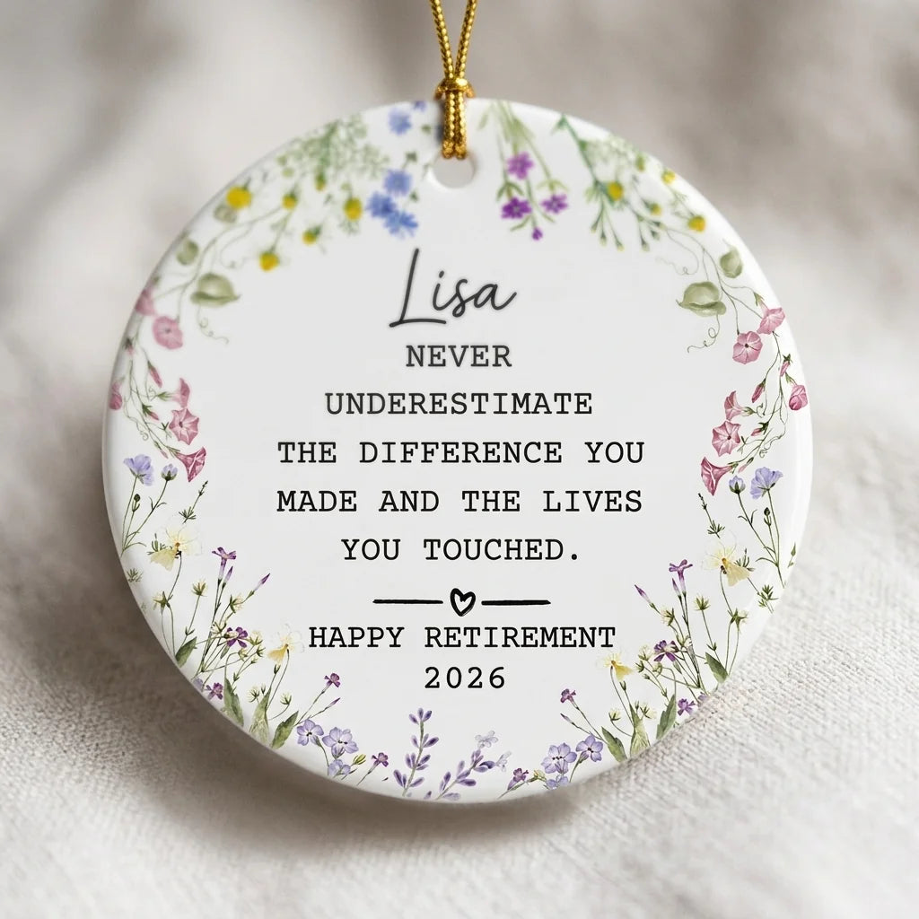 happy retirement thank you personalized ornament detail