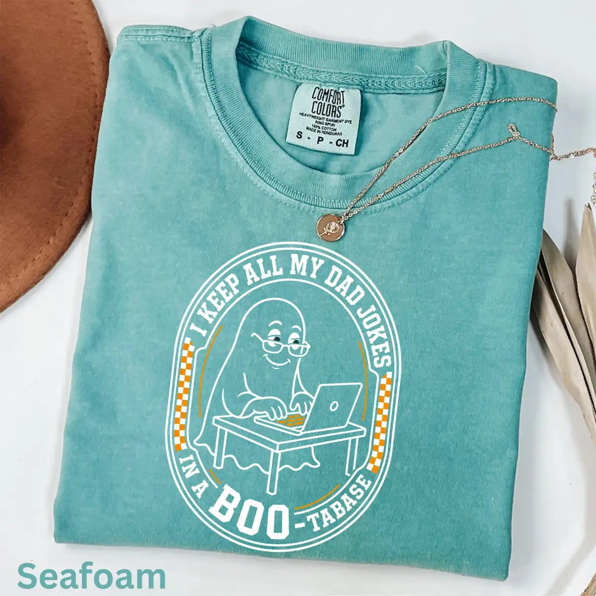 Comfort Colors T-shirt in Ivory featuring laptop ghost graphic